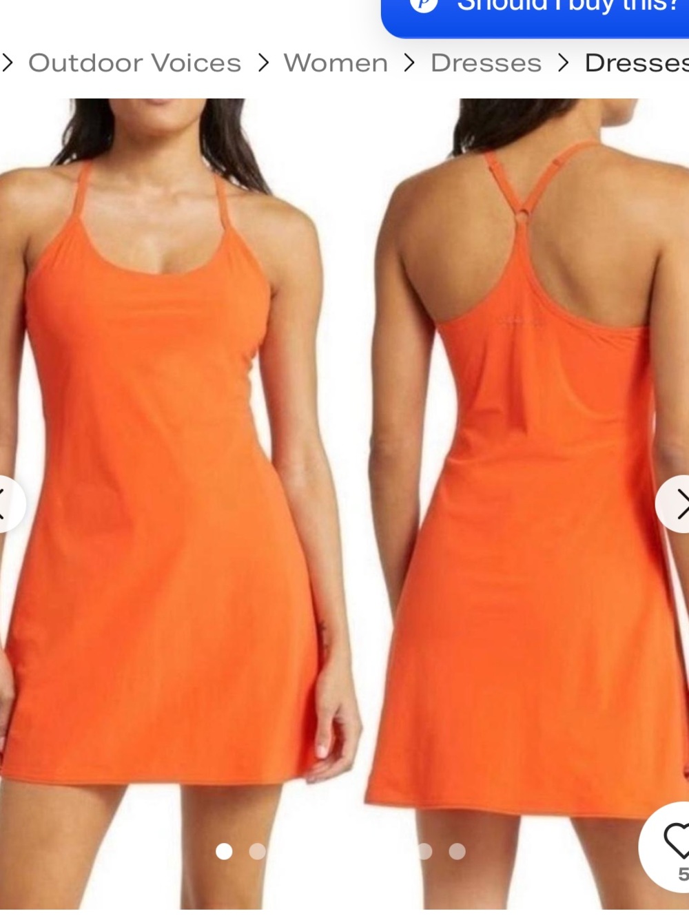 Outdoor Voices Bright Orange Racerback Mini Dress
